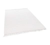 Theko Dhurry Tapis 100% Coton tissé à Plat Happy Cotton tissé à la Main Blanc 40 x 60 cm