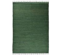 Theko Dhurry Tapis 100% Coton tissé à Plat Happy Cotton tissé à la Main Couleur Vert foncé 90 x 160 cm