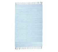 Theko | Dhurry Tapis en 100% Coton à Tissage Plat Happy Cotton | tissé à la Main | Couleur : Bleu Clair | 70 x 140 cm
