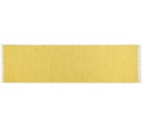 THEKO | Dhurry Tapis en 100% Coton à Tissage Plat Happy Cotton | tissé à la Main | Couleur : Jaune | 70 x 250 cm