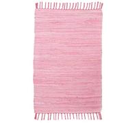 THEKO | Dhurry Tapis en 100% Coton à Tissage Plat Happy Cotton | tissé à la Main | Couleur : Rose | 60 x 120 cm