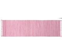 THEKO | Dhurry Tapis en 100% Coton à Tissage Plat Happy Cotton | tissé à la Main | Couleur : Rose | 70 x 250 cm