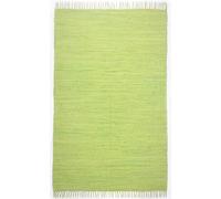 Theko | Dhurry Tapis en 100% Coton à Tissage Plat Happy Cotton | tissé à la Main | Couleur : Vert | 40 x 60 cm