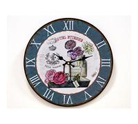 TheLoftDoor Horloge Murale en Bois botanique Bleu