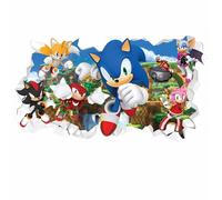 Themed - Sticker Mural Sonic the Hedgehog : Tous les Personnages Effet Mur Brisé, Autocollant en Vinyle (60 x 30 cm)