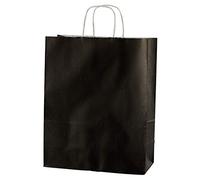 Thepaperbagstore 10 sacs papier noir 25x11x31 cm, anses torsadées | Papier kraft 100 gsm, anses torsadées et fond plat pour cadeaux, vêtements, fêtes et achats boutique