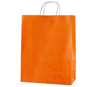 Thepaperbagstore 25 sacs papier orange 25x11x31 cm, anses torsadées | Papier kraft 100 gsm, anses torsadées et fond plat pour cadeaux, vêtements, fêtes et achats boutique