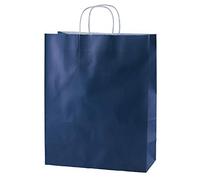 Thepaperbagstore 30 sacs papier bleu 25x11x31 cm, anses torsadées | Papier kraft 100 gsm, anses torsadées et fond plat pour cadeaux, vêtements, fêtes et achats boutique