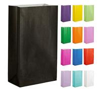 Thepaperbagstore 50 sacs fête papier noir 14x24.5x7 cm | Papier kraft 70 gsm et fond plat pour bonbons, cadeaux invités, fêtes d’enfants et loisirs créatifs