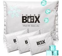 THERM BOX Bloc réfrigérant Professionnel pour glacière Lot de 4 pièces Grand Format 450g réutilisable Bloc réfrigérant Poche réfrigérante Coussin réfrigéran Blanc