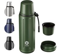Thermo café isotherme 1 L avec tasse, maintient le froid 72h et le chaud 24h, avec fond amovible et filtre, vert GOURDE