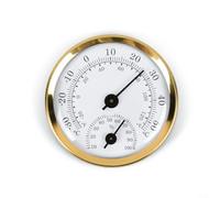 Thermo-hygromètre analogique 57 mm or pour affichage analogique blanc | Boîtier en aluminium robuste, 57 mm de diamètre, design doré et blanc, durable et résistant aux rayures