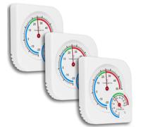 Thermo-hygromètre analogique 7,2 cm pour boîtier en PVC blanc | Mesure la température et l'humidité, affichage analogique, pas nécessaire, idéal pour l'intérieur