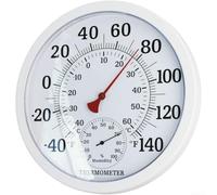 Thermo-hygromètre analogique rond pour blanc et noir pour intérieur et | Double pour échelle Fahrenheit pour celsius, grands aiguilles, lecture facile, boîtier en plastique robuste, pour blanc noir