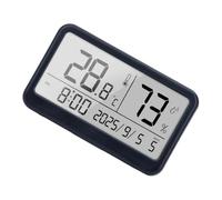 Thermo-hygromètre compact pour bureau et chambre à coucher avec lectures de température et d ' humidité LCD et affichage de l ' horloge et du calendrier Écran climatique LCD compact