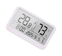 Thermo-hygromètre compact pour bureau et chambre à coucher avec lectures de température et d ' humidité LCD et affichage de l ' horloge et du calendrier Écran climatique LCD compact