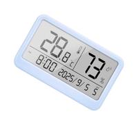 Thermo-hygromètre compact pour bureau et chambre à coucher avec lectures de température et d ' humidité LCD et affichage de l ' horloge et du calendrier Écran climatique LCD compact