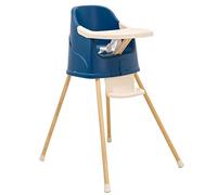 THERMOBABY - Chaise Haute Bébé 2 en 1 Youpla - Évolutive En Rehausseur Chaise Enfant - Tablette Amovible - Harnais 3 Points - Dès 6 Mois, Jusqu'à 3 Ans ou 15kg - Fabriqué En France - Bleu Océan