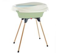 THERMOBABY - Pack Plan À Langer Et Baignoire VASCO - 2 En 1 - Table À Langer - Baignoire Bébé Sur Pieds Pliables - De La Naissance À L'âge De 12 Mois (Max. 11 kg) - Fabriqué En France - Vert Céladon