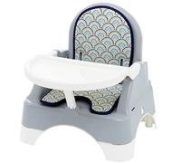 THERMOBABY Rehausseur et marchepied Edgar - Gris Charme | Rehausseur 2 en 1 avec marchepied, harnais 3 points et tablette amovible, dès 6 mois. Fabriqué en France.
