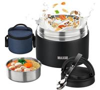 Thermobox, 700 ml, acier, boîte isotherme avec cuillère, anti-fuites, pour soupes, purées, purées pour bébés, noir
