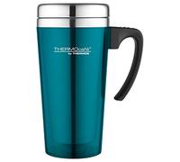 ThermoCafé Gobelet Isotherme en Plastique et Acier Inoxydable avec poignée Souple 420 ML, Plastique, Toucher Doux Lagoon., 420 ML