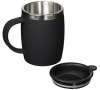 Thermocafé Tasse de voyage/bureau en plastique et acier inoxydable 450 ml Noir 14 x 9 x 12 cm