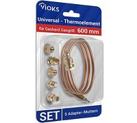 Thermocouple à gaz universel - Sécurité d'allumage - 600 mm - Avec 5 adaptateurs - Pour cuisinière à gaz, four, barbecue à gaz, chaudière à gaz
