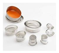 Thermohauser 8300031872 Set de 9 emporte-pièces ovales en acier inoxydable avec bord ondulé, diamètre 2,4-8,2 cm, emballé dans une boîte de rangement en tôle.