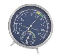 Thermohygromètre Analogique Intérieur en Acier Inoxydable Argenté, | Usage Domestique sur Table ou Mur, Lecture Simple, Design Polyvalent, Format Rond, Moniteur D'air Ambiant
