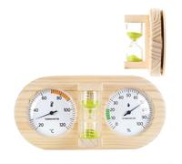 Thermohygromètre de sauna en bois de pin avec minuterie de 15 minutes | Jauge de température d'humidité murale pour salle de sauna | Moniteur précis d'humidité de la chaleur 20-120 °C (B)