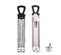Thermomètre à bonbons pour friture/confiture/sucre/sirop/gelée avec crochet de suspension et clip de casserole en acier inoxydable Guide de température de référence rapide, noir
