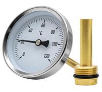 Thermomètre à cadran, 0-120 °C, bimétallique, thermomètre à tube, thermomètre à aiguille axiale