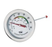 Thermomètre à compost - Thermomètre à cadran en acier inoxydable pour compostage maison et jardin - Diamètre 50 mm - Cadran C & F - Sonde de température 295 mm - Accélérateur de compost
