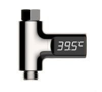 Thermomètre à eau LED auto-alimenté pour douche - 1/2 pour moniteur de température numérique NPT avec écran rotatif à 360° | Plage de 5 à 85 °C | Débitmètre sans pile nécessaire (première génération)