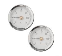 Thermomètre à pince bimétallique pour tuyaux avec boîtier en acier inoxydable Plage de température 0-120 °C Convient pour les systèmes d'eau chaude et vapeur
