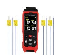 Thermomètre à Thermocouple avec Enregistreur de Données K/J -328~2501°F, Affichage 4 Canaux, Enregistrement de Données en Temps Réel, Alarme Audible et Visible, et Compensation ADJ
