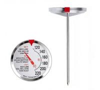 Thermomètre à viande analogique en acier inoxydable avec code couleur pour une lecture instantanée, barbecue, gril, four, rôtir, sans batterie, résistant à la chaleur, plusieurs tailles de cadran pour