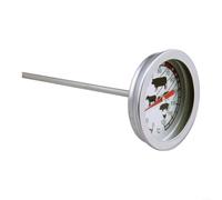 Thermomètre à viande analogique en acier inoxydable robuste | Plage de mesure de 0 à 120 °C, idéal pour rôtir, viandes, volaille, contrôle rapide de la température