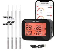 Thermomètre à viande Bluetooth à 4 sondes - Mesure directe de la température - Fonction d'alarme de température - Thermomètre de cuisine pour viande, viandes rôties, desserts et fromages