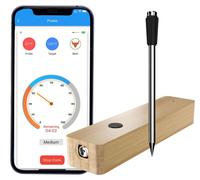 Thermomètre à viande intelligent à lecture instantanée avec alarme de minuterie et contrôle via application, portée sans fil de 150 m, pour barbecue d'extérieur avec socle de rangement et de recharge