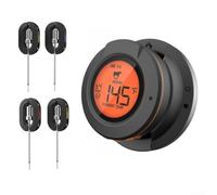 Thermomètre à viande intelligent sans fil avec 4 sondes pour barbecue, grill, four à rôtir, affichage numérique, contrôle par application en acier inoxydable (thermomètre + 4 sondes)