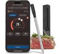 Thermomètre à viande intelligent - Thermomètre sans fil pour barbecue d'une portée de 50 m, pour la cuisine et le barbecue, idéal pour les friteuses à infrarouge