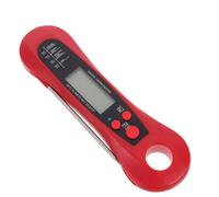 Thermomètre à Viande Numérique Cuisine Pliable pour Barbecue | Sonde en Acier Inoxydable, Boîtier ABS Rouge, Affichage Précis, Usage la Cuisine et Camping