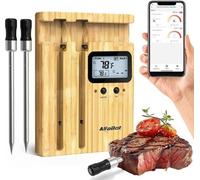 Thermomètre à viande sans fil avec 2 sondes et contrôle par application - portée Bluetooth de 150 m pour la cuisine et le barbecue