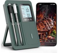 Thermomètre à viande sans fil avec 2 sondes - Thermomètre à barbecue Bluetooth avec grand écran LCD et contrôle par application