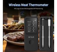 Thermomètre à viande sans fil, sondes numériques Bluetooth avec écran HD et surveillance à distance par application pour rôtissoire, barbecue, fumeur, Steak 2 Probe BF-60