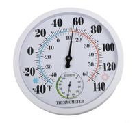 Thermomètre analogique d'intérieur et d'extérieur avec hygromètre rond pour affichage Fahrenheit et Celsius en finition blanche 25 cm (blanc)