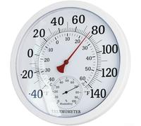 Thermomètre analogique et hygromètre pour utilisation en intérieur et en extérieur Grand pour affichage Fahrenheit pour échelle Celsius Jauge météo murale (Blanc)