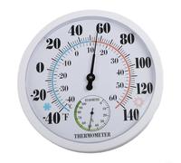 Thermomètre Analogique Intérieur Extérieur avec Hygromètre 25cm(White) | Double échelle °C/°F, plage -40°F à 140°F, pour cadran analogique clair, lecture rapide, intérieur extérieur
